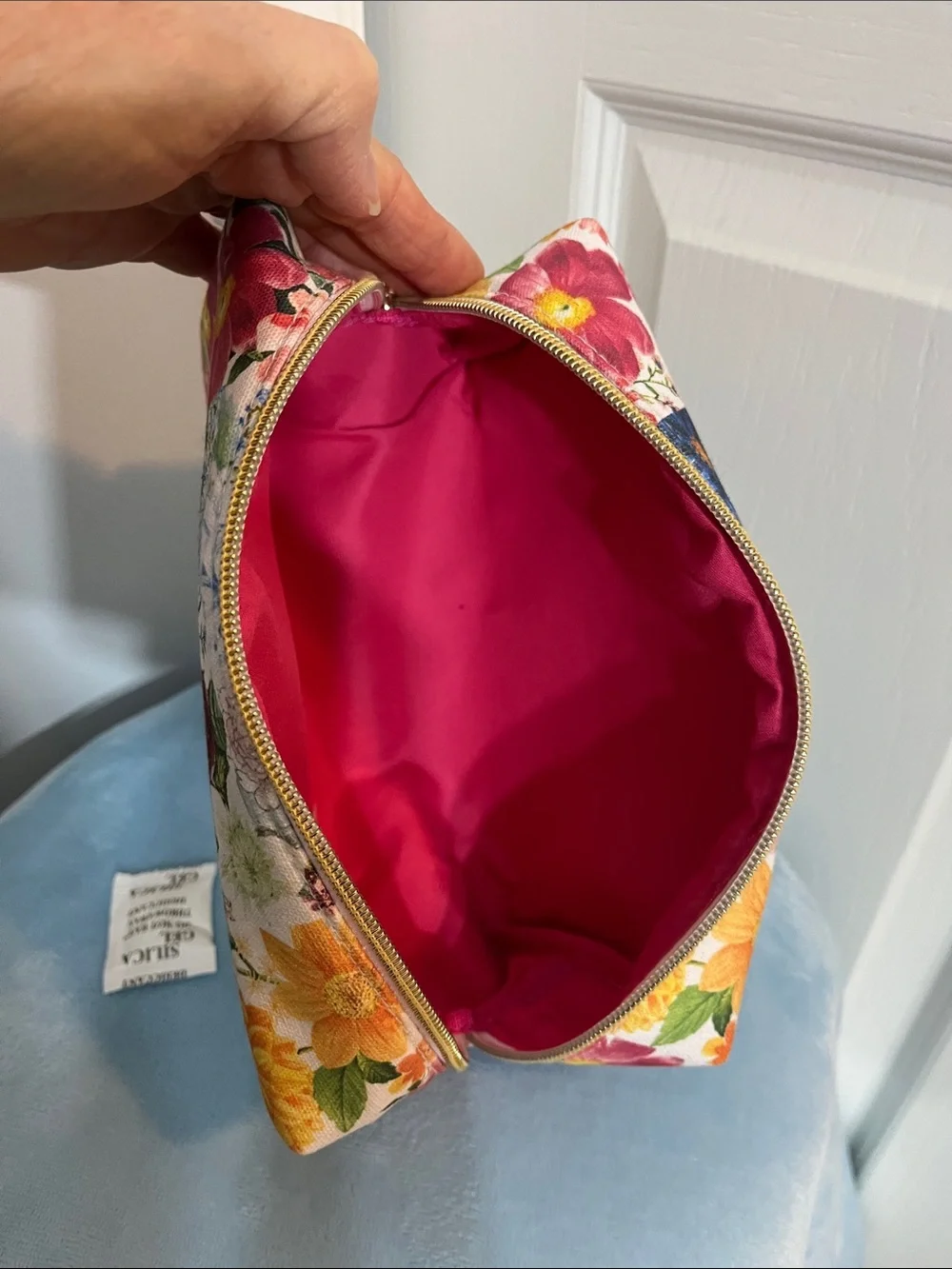 Punch Studio Colorful Floral Stripe Cosmetic Bag NWT
